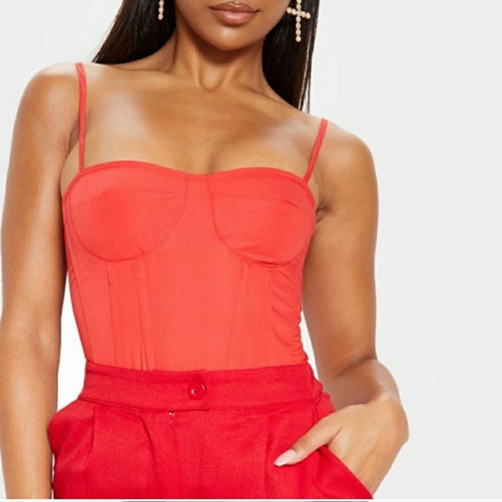Red pretty little thing corset top xs